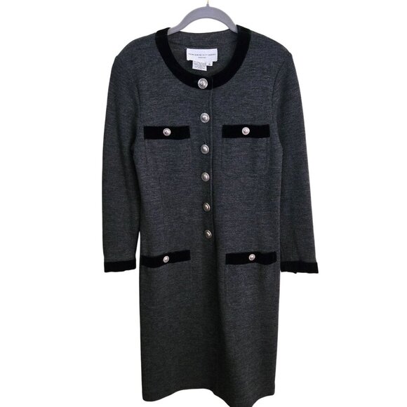 Adrienne Vittadini Vintage Wool Blend Gray Black Career Dress Size 10 - Picture 1 of 5